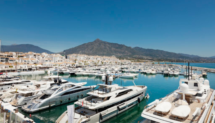 Luxury shops at the exclusive yacht harbor of Puerto Banus